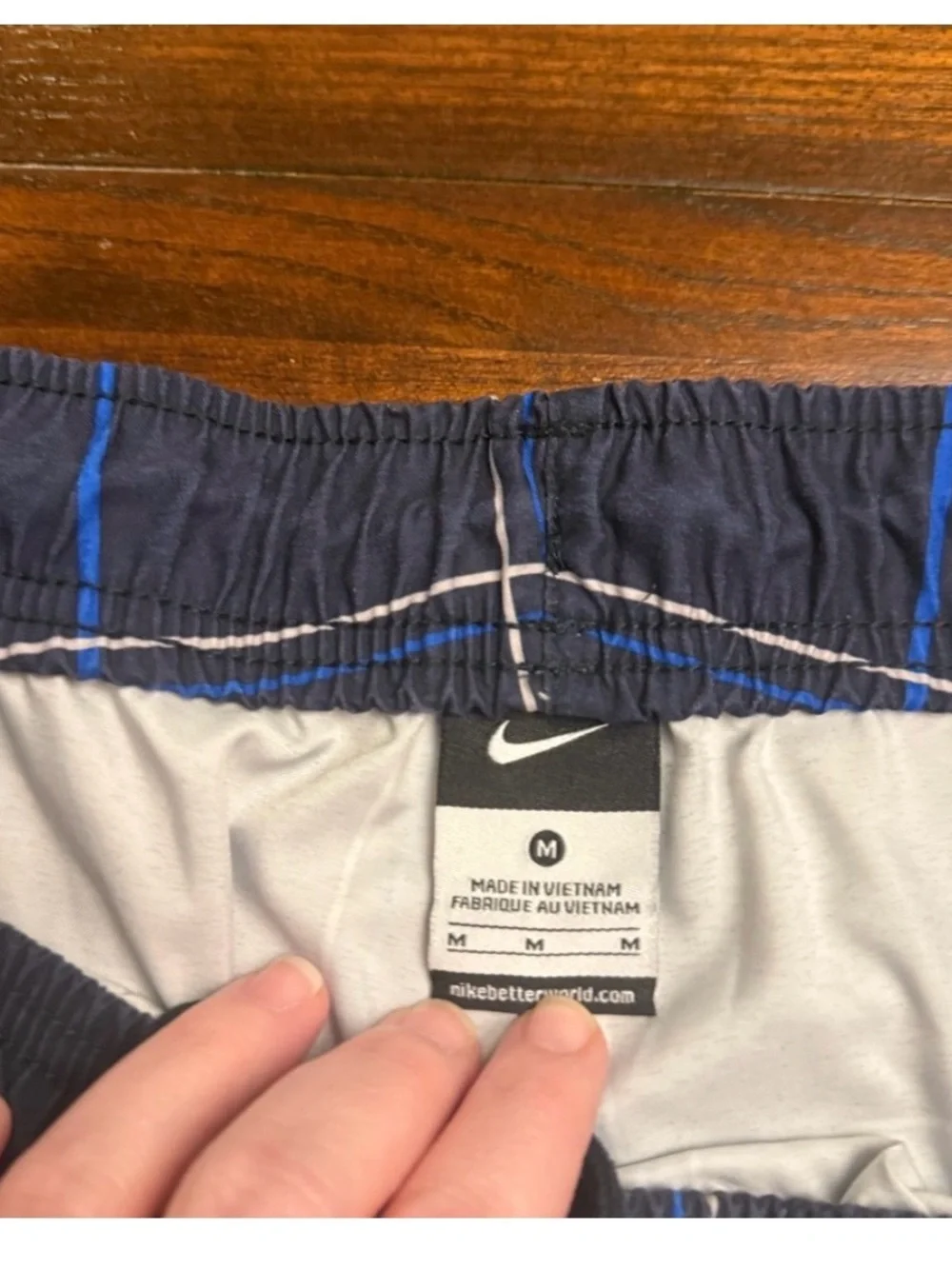 Nike Navy and Blue Plaid Swim Shorts